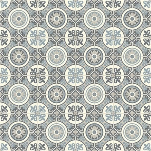 VINYL FLOORING UK Nordic Motif Blue Designer Effect Anti-Slip Vinyl Flooring For Kitchen, Bathroom, Dinning Room, 1.9mm Thick Vinyl Sheet -2 X 3 mt
