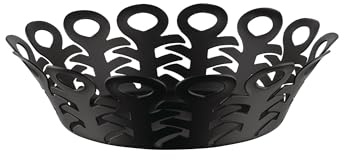 Alessi Vimini BM21/21 B, Perforated Design Basket, in Steel Colored with Epoxy Resin, Diameter 22 cm, Black