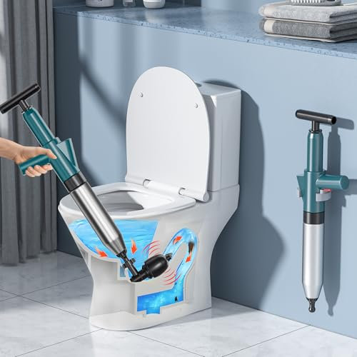 Toilet Unblocker Heavy Duty, Toilet Plunger for Unblocking, Adjustable High Pressure Plunger Kit with 4 Replaceable Heads for Unblocking Kitchen/Bathroom/Sink/Bathtub/Shower/Floor Drain/Pipe Clog