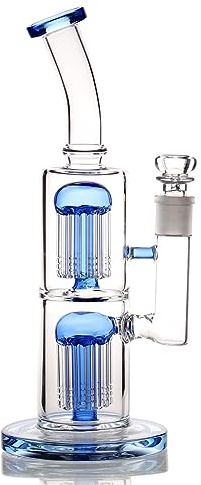 Glass Bong with Tornado Percolate, Green Bong Water Bongs with 14.5mm Bong Bowl Glass Pipe for Smoking Water Pipes, Cleaning Brush Nicotine free