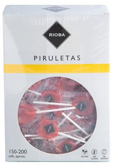 Rioba Piruletas Fiesta Pack - Surtido de Sabores Coloridos, Ideal para Celebraciones, 150-200 Unidades (1 BOTE, 200 REDONDAS VARIADAS 6 Gr.)
