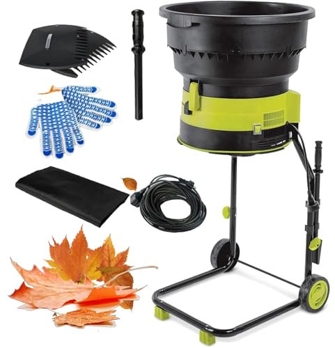 JJENXYYDS 8000rpm Chippers,Silent Leaf Chipper Compost Shredder,with Wheels, Leaf Rake, Storage Bag,54cm Funnel Diameter,for Garden Debris, Leaves and Branches,20m-power-cord