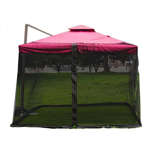 Zanzariera per ombrellone e gazebo con cerniera, copertura per ombrellone da tavolo, giardino, gazebo, protezione anti insetti (ombrello romano quadrato nero)