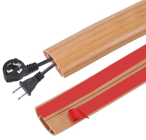 PATIKIL Canaletas para Cables Adhesiva, 3cm x 1 Metros PVC Pasacables Protector de Suelo Cable Cubierta Flexible Ocultador para Hogar Escritorio Oficina Almacenes, Roble Amarillo