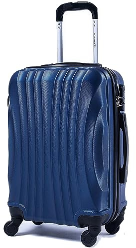 R.Leone 60x40x20 ruota smontabile 55x40x20 Valigia Bagaglio a mano 4 Ruote Capienza Massima Trolley in ABS adatto Ryanair, Easyjet, Wizzair, Iberia, Lufthansa, Tui, Vueling (Blu, 2037Max 55x40x20Cm)