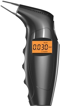 Powplur Breathalyzer & Portable Alcohol Tester for Personal & Home Use, High-Accuracy & Fast BAC Measuring, Large LCD Digital Display, Battery Included with 5 Replaceable Mouthpieces