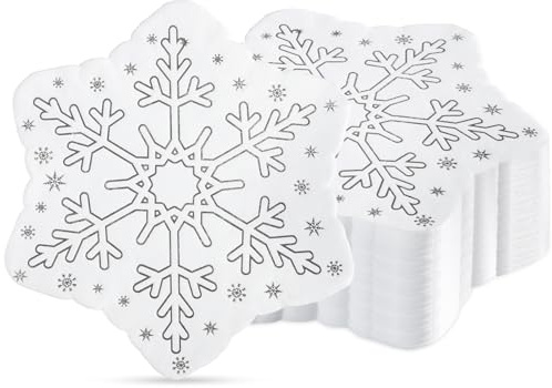 NatNarr Lot de 60 serviettes en papier à 2 plis – Serviettes de Noël en feuille d'argent pour Noël, fête d'hiver, mariage, anniversaire