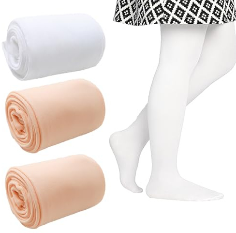 JOZMMZEOOA Calze Danza Collant 3 Pezzi Collant Danza 105-130cm Classica Bambina Taglia Alta Elasticità Coprenti Calzamaglie, Adatti per Balletto,Aerobica,Giochi Sportivi