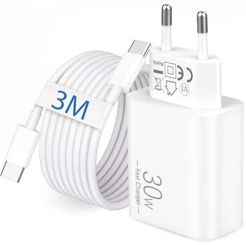 30W USB C Ladegerät mit 3M Lang Ladekabel für iPhone 17/16/15 Pro Max Plus | für iPad Pro Air, iPad 10/11/A16 Gen, Netzteil Stecker Schnellladegerät Charger Adapter + USBC Schnellladekabel