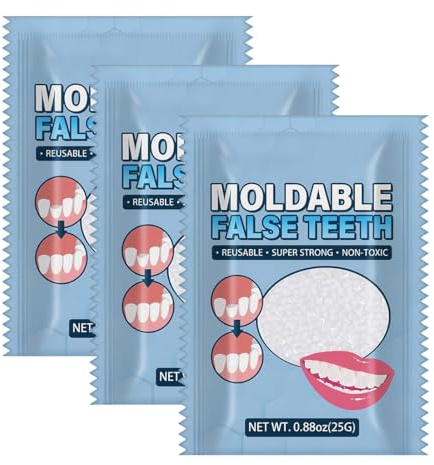 GXGM 3PCS Kit di Riempimento Temporaneo Dente,Dentiera provvisoria, Kit Otturazione Denti, Denti Finti Modellabili per Il Fissaggio, Riempimento del Dente Rotto Mancante,25g