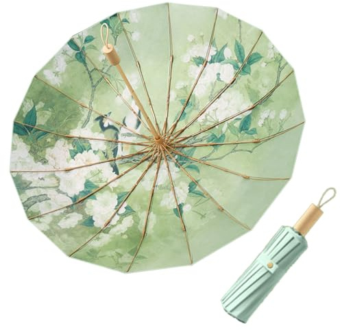 PJxtal National style folding umbrella - a portable umbrella that can withstand typhoons, protect against sun, and even be used as a work of art