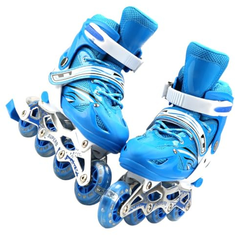Zanthicia Zapatos de Patines 2 en 1, Rodillo en línea Ajustable para niños, Equipo de Patinaje para Interior y Exterior, Equipo Patinaje para niños y niñas, Azul M