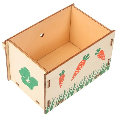 SOLUSTRE Futtertrog aus Holz für Kaninchen und Hamster Nagerresistent mit Integriertem Futternapf für Käfige