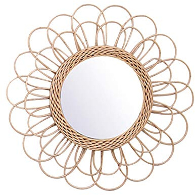ZGHQHCDRH Decorazioni da Parete in Rattan per Interni, Specchio da Parete in Vimini, Specchio toeletta Innovativo in Stile Art Déco, Rotondo in Rattan for Soggiorno, Bagno, Decorazione