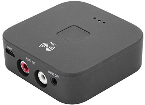 Fabater Ricevitore Musicale Bluetooth 5.0 per Auto TV, Adattatore Wireless AUX Jack da 3,5 Mm con NFC, Strumento Ricevitore con Uscita, Suono HiFi con Cancellazione del Rumore, Portata di 65 Piedi