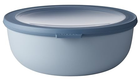 Mepal Multi Bowl Cirqula Round - Mikrowellen Geschir - Geeignet als Luftdichte Aufbewahrungsbox für den Kühlschrank, Mikrowellengeschirr & als Frischhaltedosen - 2250 ml - Nordic blue