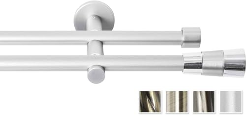 Rollmayer Gardinenstange Ø 16mm Fenix Silber 320cm 2-läufig