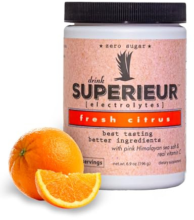 Superieur Electrolytes – Plant Based Electrolyte Supplement w/Sea Minerals for Hydration & Recovery – Keto Friendly, Non-GMO, Zero Sugar, Vegan Healthy Sports Drink Powder – Citrus (70 Servings)