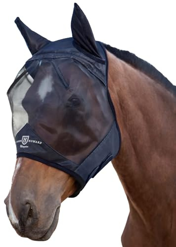Harrison Howard CareMaster Fliegenmaske UV-Schutz mit Ohrenschutz Schwarz