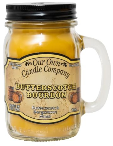 Our Own Candle Company Butterscotch Bourbon Scented 13 Ounce Mason Jar Candle