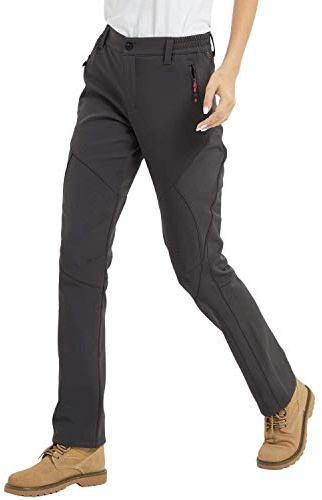FLYGAGA Pantalones Trekking Mujer Invierno Impermeables Térmicos Montaña Senderismo Esquí Softshell Aire Libre