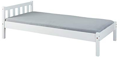 Inter Link - Holzbett - Bettrahmen - Bettgestell - Jugendbett -Gästebett - Einzelbett - Modernes Bett aus Kiefer Massivholz - ohne Lattenrost - Weiß Lackiert - Vilmar 90 x 200 cm