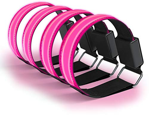 EAZY CASE 4 x LED Armband - Klettarmband mit 3 verschiedenen Modi, Leuchtarmband zur besseren Sichtbarkeit beim Joggen, Radfahren, Reflektor ideal für Kinder und Aktivitäten in der Dunkelheit