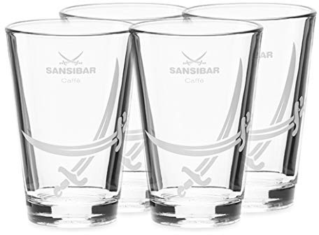 4er-Set Kaffee-TASSEN mit Untertassen, dickwandig aus Porzellan, von Sansibar, 200ml