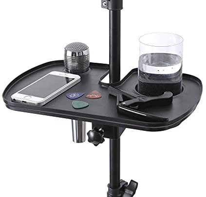 Auhafaly Mikrofonständer aus Kunststoff, für Bühne, Konzert, Aufführung, Gesangsgitarre, Zubehör mit Getränkehalter und Mikrofonhalter (Deluxe)