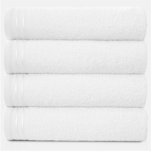 GC GAVENO CAVAILIA Toallas de baño grandes, juego de toallas de algodón egipcio altamente absorbentes, paquete de 4 toallas de baño extra suaves grandes, color blanco, toallas de baño de secado rápido