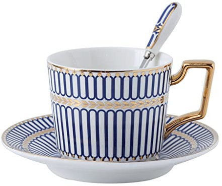 Kaffeebecher Kaffeetassen Kaffeetasse Kaffeetasse, Keramik, Teetasse, Kaffeetassen mit Löffel und Untertasse, Set, Goldrand, feines Esszimmer und Tischdekoration, Kaffee, Milch, Teetassen Tasse Kaffee