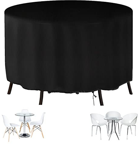 CJFBDY Rund Gartenmöbel Abdeckung 70x50cm Draussen Terrassenmöbelbezüge Wasserdicht, Winddicht, UV-beständig 420D Oxford Gewebe Schutzhülle, Rund Abdeckhaube für Gartentisch