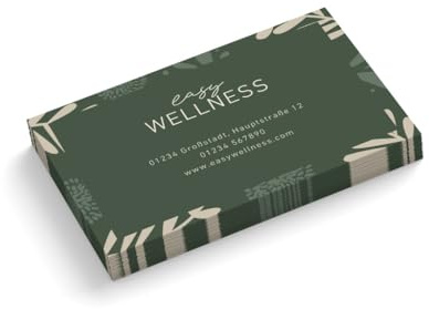 Visitenkarten personalisiert | Design Wellness | 1-seitig | Querformat | Menge + Farbe + Papier zur Auswahl | selbst gestalten | hochwertiger Druck | 350 g Qualitätsdruck (Grün, 50 Stück)
