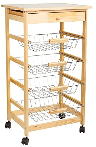 WANDERLUST DECO Carro de Cocina de Madera Color Natural 47x37x85h cm