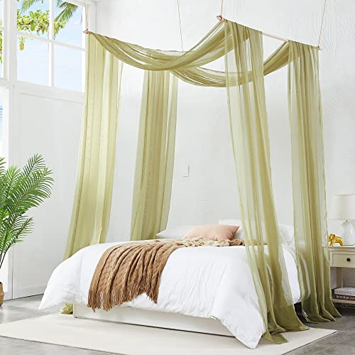 Warm Home Designs Set of 2 Sage Green Canopy Bed Curtains in 55 x 216 Inch Size. 2 Queen Bed Canopy Curtains Can Be Turned Into Bed Scarves, Kids Bed Tent, Bed Canopy for Girls. BF Double Sage 216