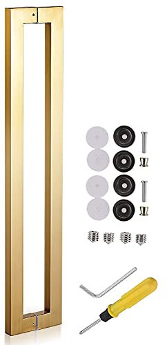 Dawafit Modern Entry Glass Door Handle, Home/Front Door/Hotel/Restaurant Pull Push Bar, 60/80/120/150 cm Long, Brushed Stainless Steel, Back to Back/Gold/150Cm/59.1In