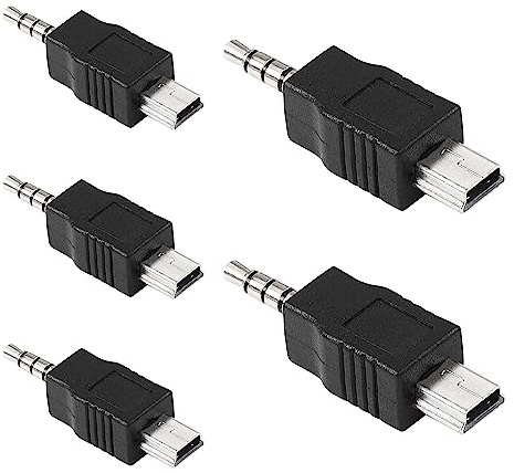 SinLoon Mini USB a 2.5mm Jack Audio Adapter 5Pcs 4 Ploe 2.5mm Macho a Mini USB Male Car AUX Convertidor de Salida de Audio para Adaptador de Auriculares Active Clip Mic (Mini USB to 2.5mm Jack)