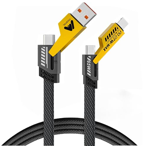 Mobitel 4 in 1 Multi Charger Cable 65W Fast Charging USB C & USB A to USB C/iPhone Nylon Braided Cord for iPhone 17 16 15 Samsung S25 S24 Pixel iPad MacBook 1.2M