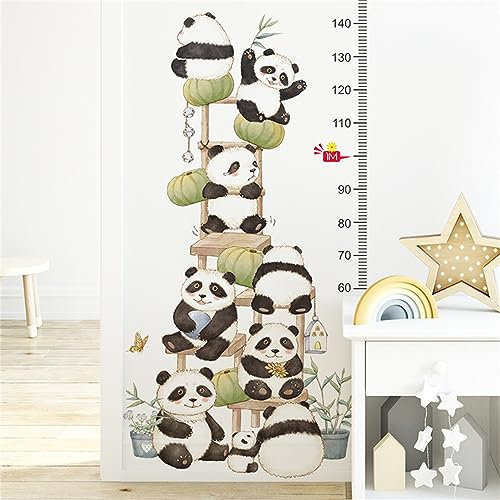 Herfair Kinder Höhe Diagramm Wandtattoo Messlatte Kind Niedlich Panda Tiere Wandaufkleber Wandsticker DIY Wandsticker für Kinderziemmer Dekor (Bamboo)