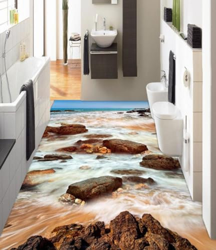 Benutzerdefinierte Selbstklebende Boden Wandtapete 3D-Ozeanstein, 430 x 300 cm 3D Bodenfliesen Aufkleber Wohnzimmer Studie Pvc Wasserdicht Tragen 3D Bodenbelag Tapete