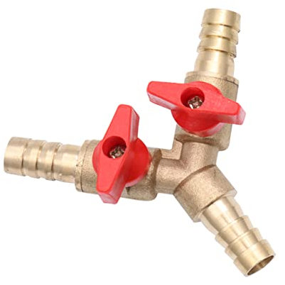 UKCOCO Y-Förmiges Dreiwegeventil Gasverteiler Absperrkugelhahn 8mm Kupfer Y-Schlauchverbinder Schlauchanschluss Messing für Gasleitung Gasschalter T-Stück