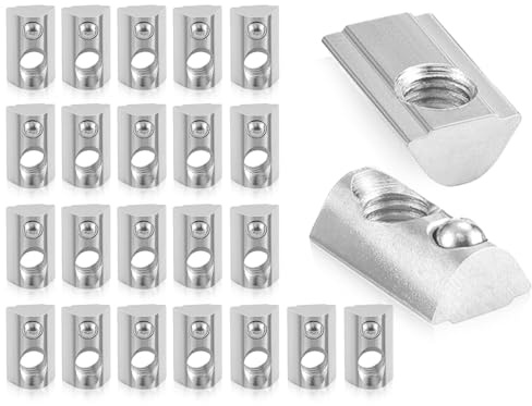 Lhbwhiz 22 Stück Nutensteine mit kugel Nut 8, Kohlenstoffstahl 40-Serie Nutenstein M8 Gewinde mit Zentrierung Federkugel Steg, europäische Standard Aluprofil-Zubehör