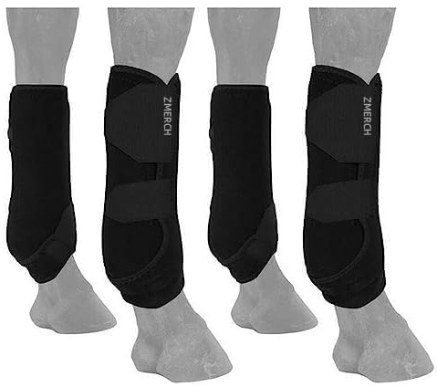 ZMERCH 4X Botas para Caballo Envolturas Protectoras para Piernas Delanteras y Traseras Guarda Piernas de Neopreno Soporte para Piernas de Caballo Protección Equipo para Accesorios Ecuestres - L
