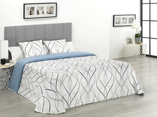 Donegal Collections - Colcha Cama 150 - Colcha Bouti Cama 150/160 Estampada Reversible + 2 Cojines Sortelha - Primavera, Verano - Acolchado Fino - Microfibra Extrasuave - Cubre Cama Multiusos