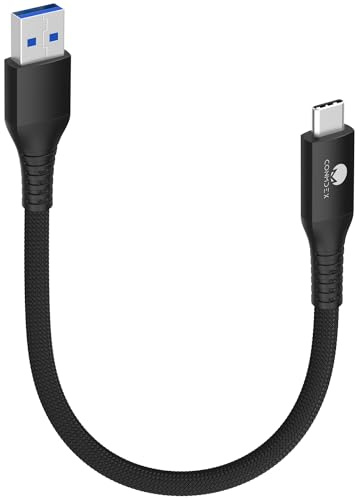 Cavo USB C CONMDEX 30cm/0.3M 10Gbps USB3.1 Gen2 Cavo Dati Tipo C Android Auto QC3.0 3.1A USB A a C Caricatore Rapido per Samsung Note20 Galaxy S24/S23 Z Flip 5 Tab S9 Pixel 8 OnePlus 11 Nero