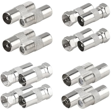 TV Aerial F/T Plug Type Male to Female Coaxial Cable Connectors - 16Pcs RF Cable Coupling Socket Adapter for Satellite, TV, Audio Video
