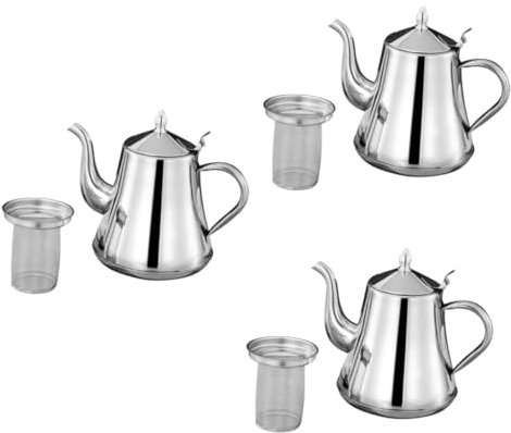 PRETYZOOM 3 Piezas Tetera Colador Verter Sobre La Cafetera Suministros De Barra De Café Olla De Agua De Largo Hervidor De Café Tetera De Largo Cafetera De Metal Acero Inoxidable