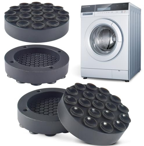 Amortiguador de Vibraciones para Lavadora 4PCS, Soporte Lavadora Almohadilla de Goma Universal Antideslizante Antivibracion para Estabilizar Lavado de Máquinas Secadores, Negro