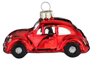 Christbaumschmuck Glas 8cm - Auto Figur zum Aufhängen - handbemalt - Weihnachtsbaum Anhänger für Weihnachten - Christbaumanhänger & Weihnachtsbaumschmuck - Fahrzeug Rot