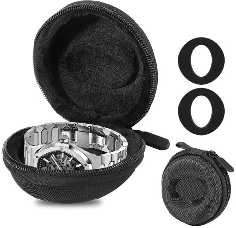 TYSM-CC Custodia Orologio Singolo Scatola per Orologi Rotonda Portatile Custodia da Viaggio per Orologio Singolo con Cerniera Adatto a Tutti Gli Orologi e Smartwatch Auricolari